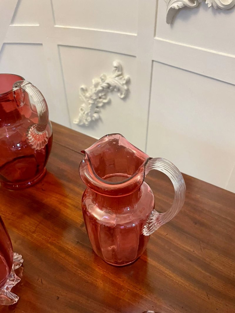 Antique Collection of Victorian Quality Cranberry Glass Items - Image 2